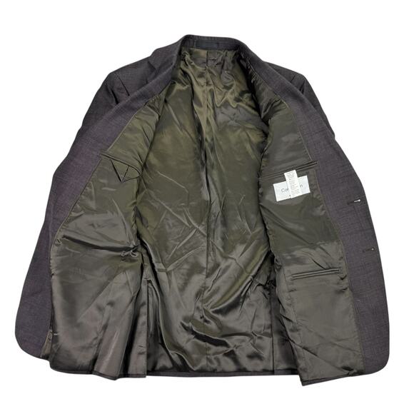 Calvin Klein Mens X Slim Fit Wool Blend Stretch Suit Jacket Burgundy 38R - Picture 2 of 5